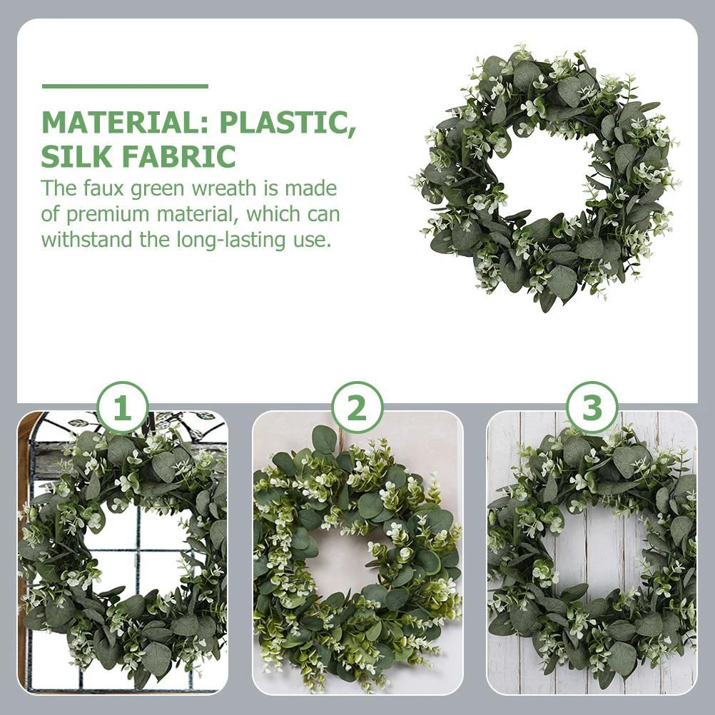 

Eucalyptus Leaves Green Wreath Long Service Life Realistic Design Natural Fresh Decor Artificial Green Wreath