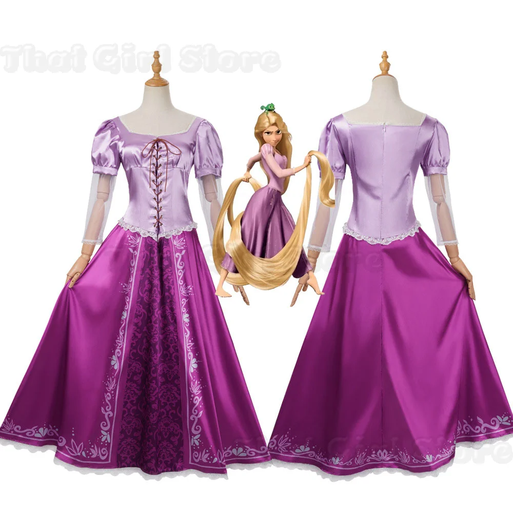Anime Tangled Rapunzel Damen Langhaar-Prinzessin Kostüme Cosplay-Kostüm Erwachsenen-Karnevalsuniform Halloween-Kostüme