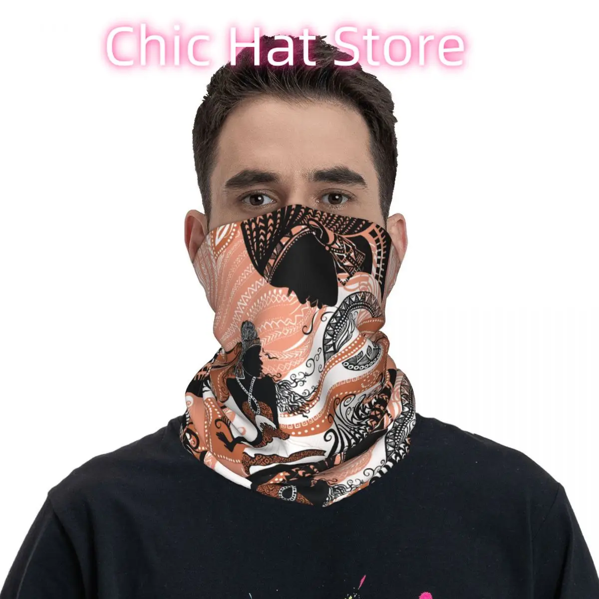 المرأة الأفريقية باندانا غطاء الرقبة التفاف وشاح بالاكلافا الدراجات للجنسين الكبار تنفس #3