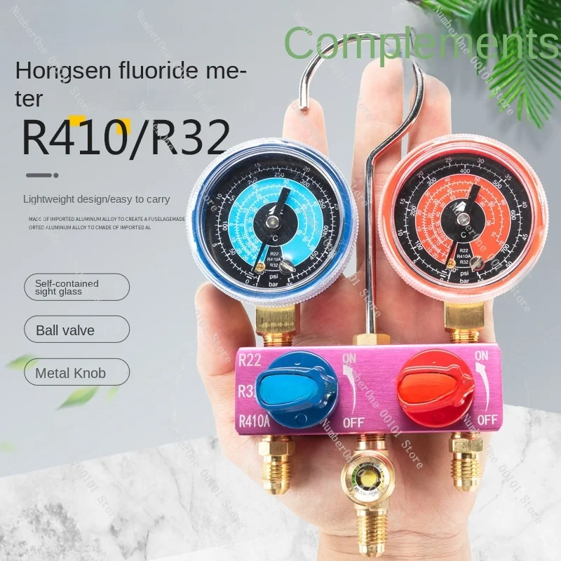 Air Conditioning Double Meter Set Fluoride Flushing Liquid Pressure Gauge Set Refrigerant Coolants Pressure