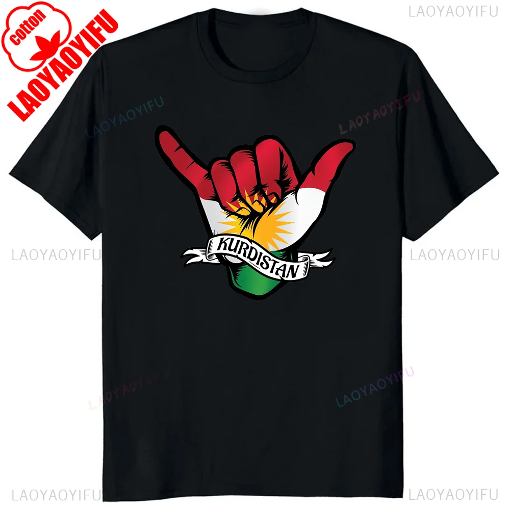 Vintage Style Kurdistan Map Flag Graphic T-shirt Cotton Short Sleeve Casual Man Tshirt Streetwear Breathe Comfort Hip Hop Tees image 6
