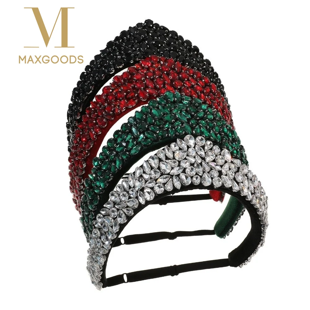 

Elegant Headwear Rhinestone Crown European Style Wide Edge Princess Party Headband Rhinestone Hair Hoop Party