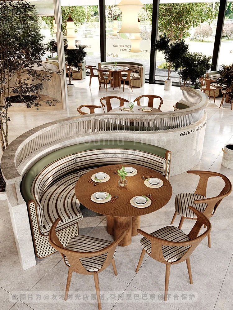 Customized themed Western restaurant semi-circular booth fusion cuisine restaurant booth sofa simple meal coffee shop sofa comme