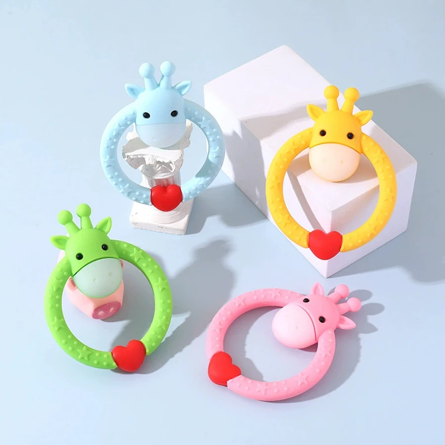 

1Pc Baby Deer Teether Toys Training Grip Strength Baby Chewing Toy Cute Giraffe Deer Newborn Health Molar Chewing Accessories