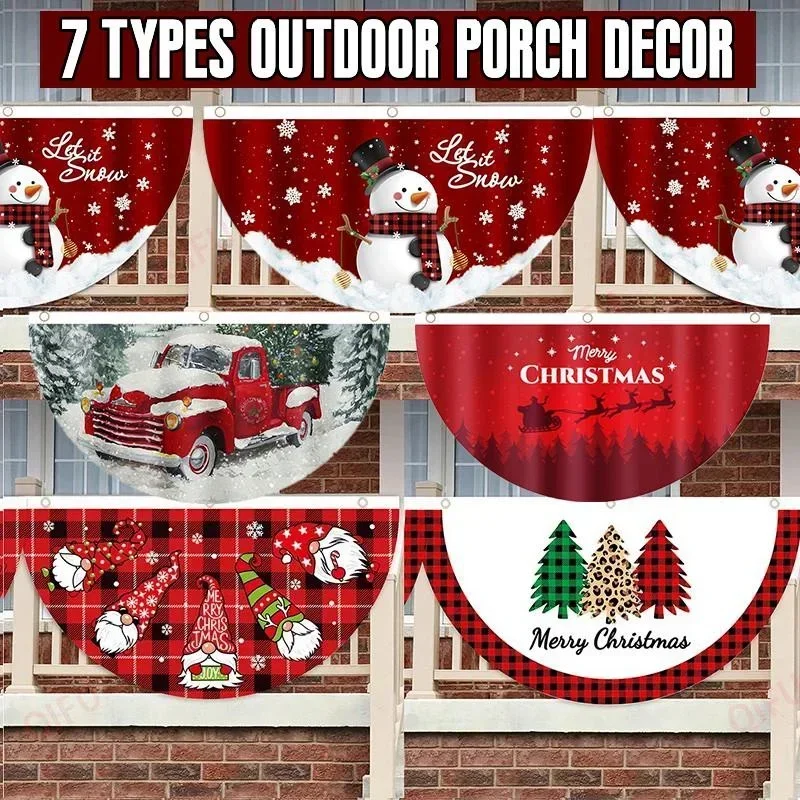 

1PC Christmas Snowman Fan-shaped Flag Outdoor Cristmas Drop Ornament for Home Navidad Gift New Year 2025 Christmas Decorations