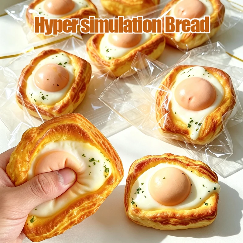 Fried Egg Bread Toast Slow Rising Fragrant Squishy Toy Puppy Cat Paw Bread Croissant Squeeze Anti Anxiety Soothing Sensory Toy