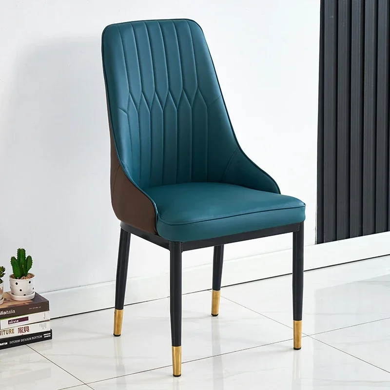 Unique Ergonomic Dining Chair Safety Living Portable Gold Legs Leather Design High Rest Retro Chairs Room Mueble Open Furniture