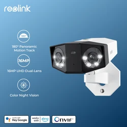 Cámara de seguridad Reolink 4K UHD de doble lente, cámara IP PoE de 16 MP, serie Duo 3, vista panorámica de 180°, cámaras de videovigilancia para el hogar