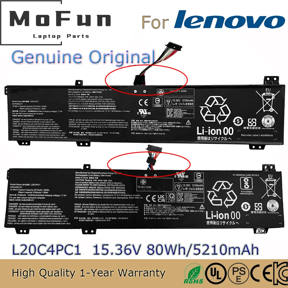 

Новый оригинальный аккумулятор L20C4PC1 15,36 в 80 Втч для ноутбука Lenovo Legion 5 17ACH6H 16ITH6 16ACH6H 2021 L20M4PC1 L20D4PC1