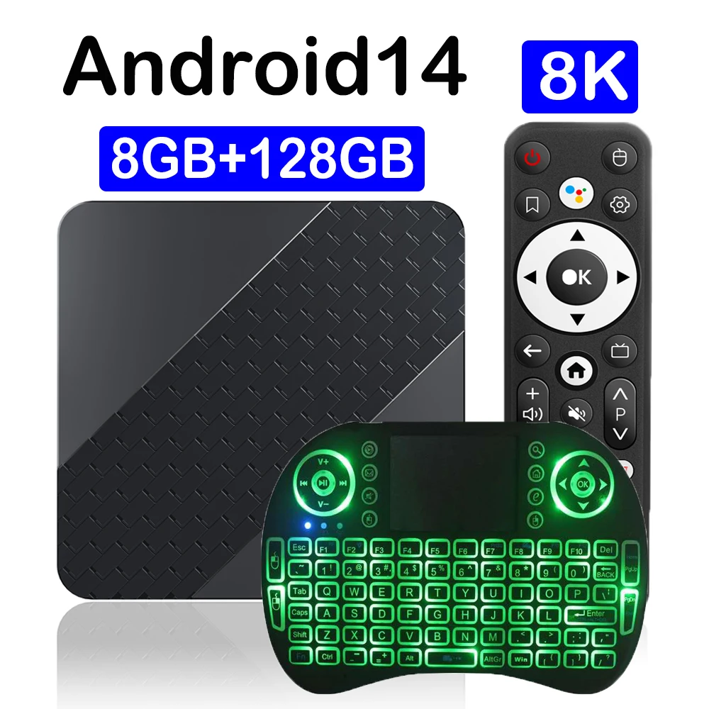 TV Box X10 Android 14 RK3518 Core Cortex A53 يدعم 8K فيديو 8GB128GB Wifi6 Netflix Google Assistant Media Player Set Top Box