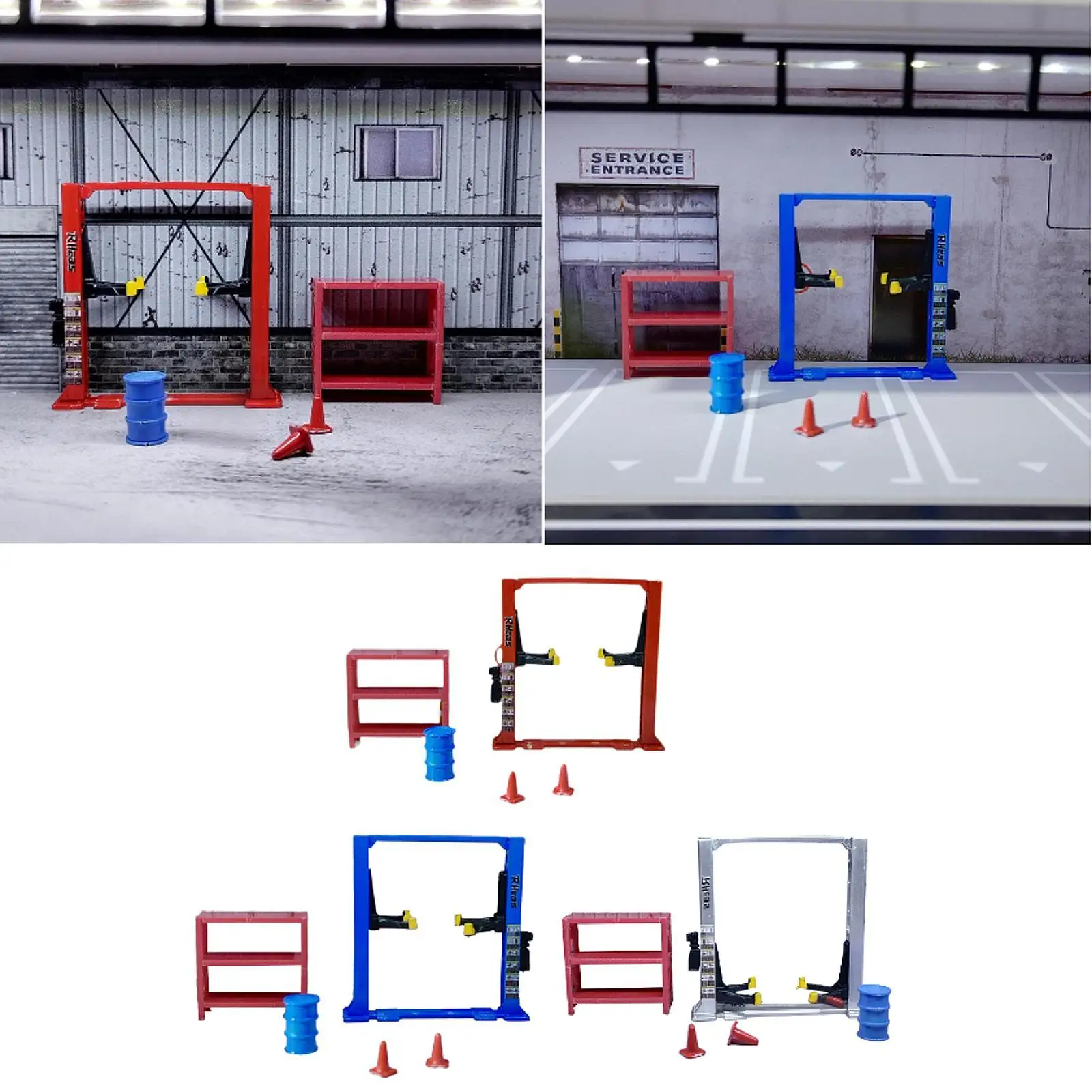 

1/64 Scale Diorama Garage Traffic Cones Display Scene Model Car Repair Tool