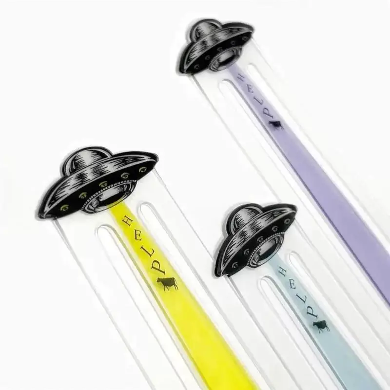 1/3Pcs Creative Acrylic UFO Bookmark Transparent Page Marker Unique Reading Decor for Adults Kids Bookworms