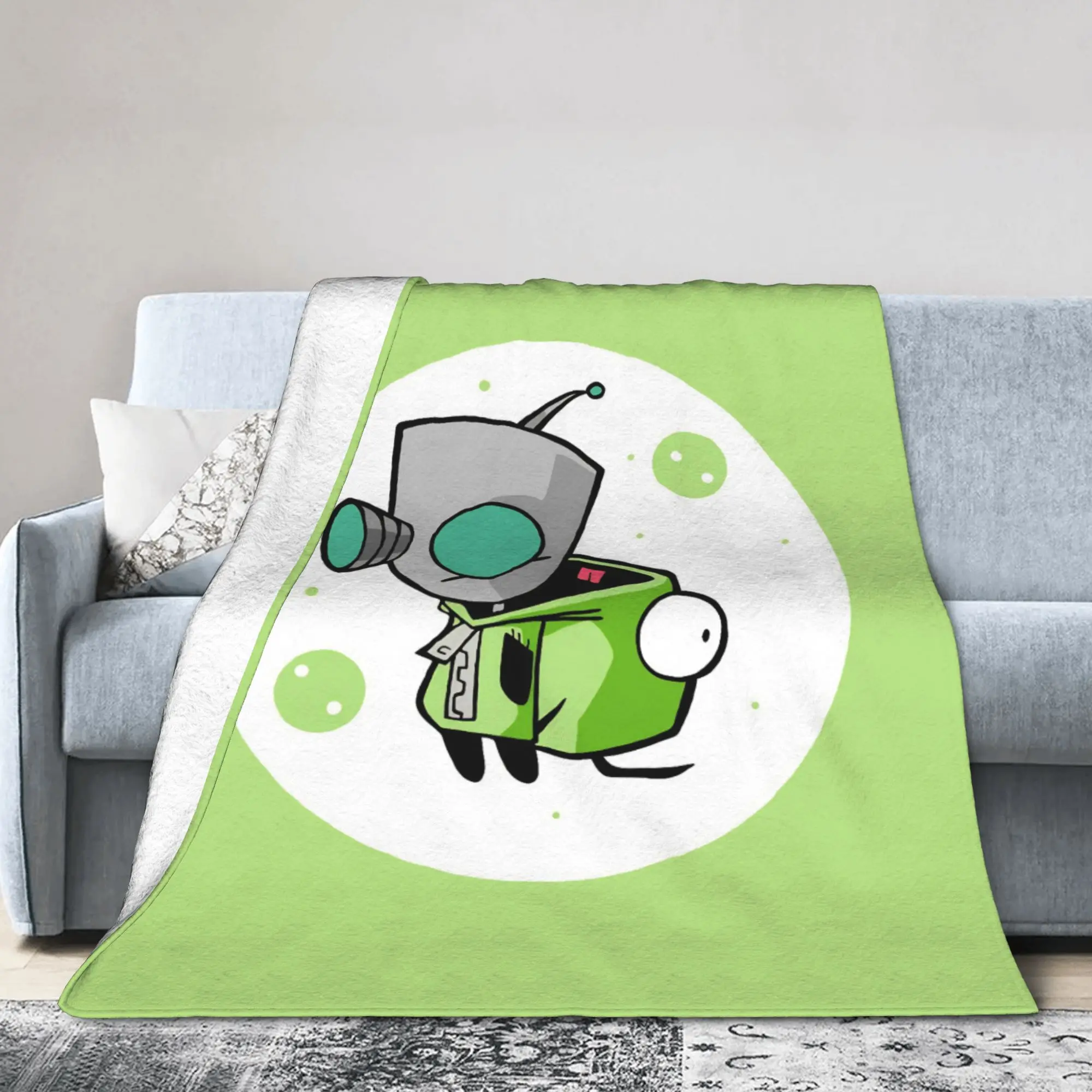 Invaders Zim Cartoon Blanket Flannel Textile Decor  Portable Soft Throw Blankets for Home Office Quilt
