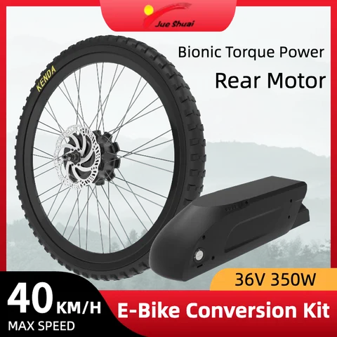 Kit de conversión de bicicleta eléctrica, 36V, 350W, 20 ", 24", 26", 27,5 ", 29", 700C, tamaño de rueda, casete trasero, Kit de rueda de Motor, freno de disco/V