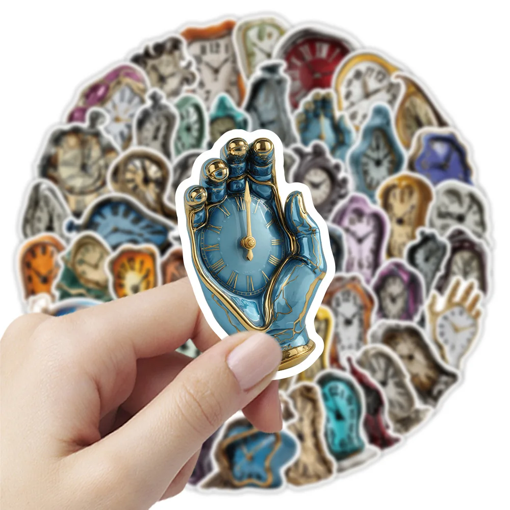 50PCS Surreal Melting Clock Stickers Salvador Dali Style Vinyl Decals Waterproof for Laptop Water Bottle Suitcase Scrapbooking