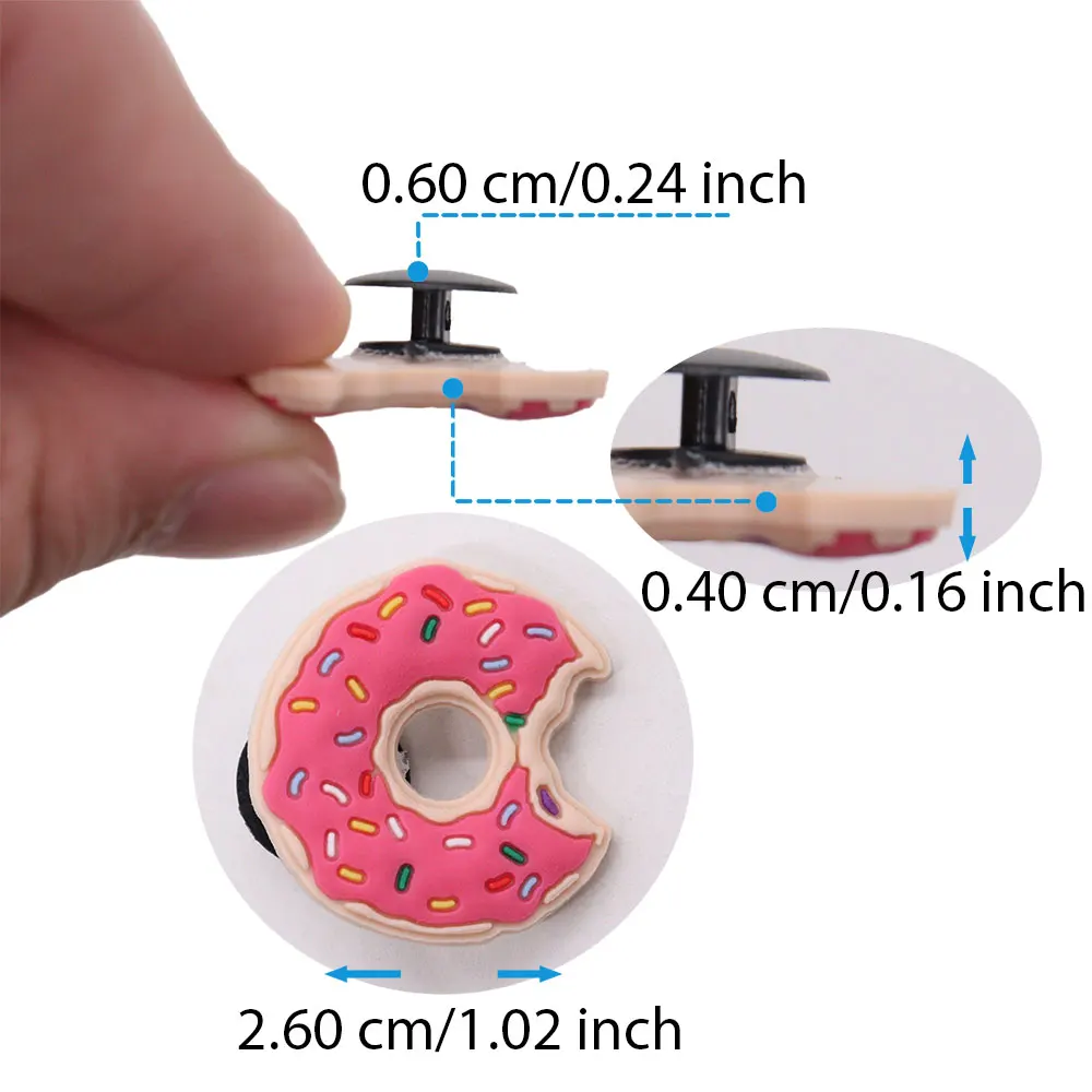 1-26PCS Cartoon Food Coffee Donuts PVC Shoe Charms Buckle Fit Wristbands Shoes Decoration Accessories Clogs Pins Holiday Present