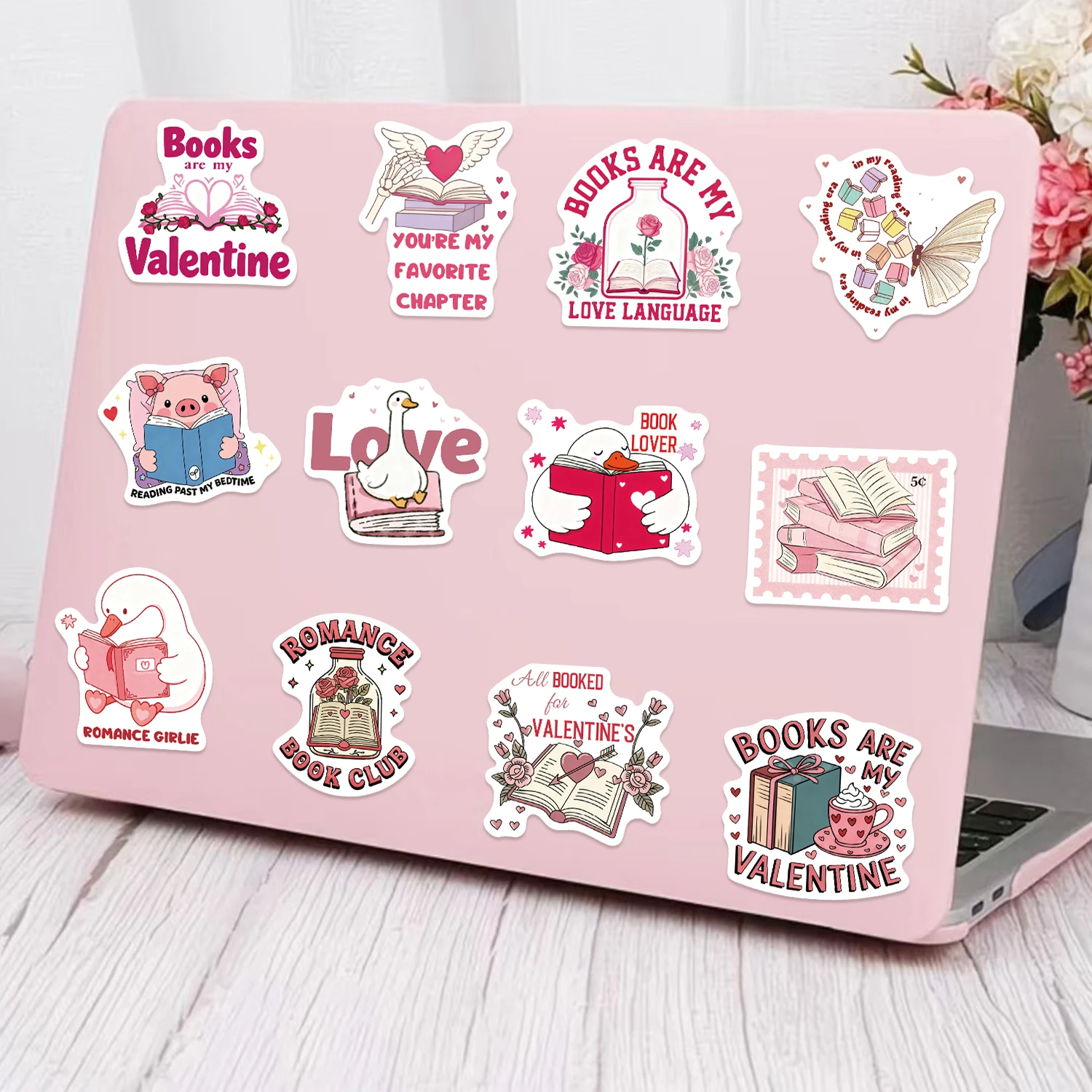 50 Stück Valentinstag-Bücher-Aufkleber, handbemalt, Gekritzel, DIY, Laptop/Gepäck/Becher, dekorative Aufkleber