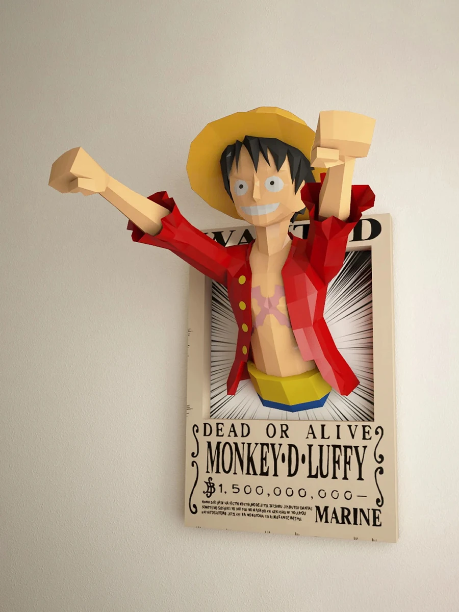 3D Paper Papercraft Monkey One piece D Luffy Living Room Wall Hanging Dining room Boys Bedroom Decor Decoration DIY Toys