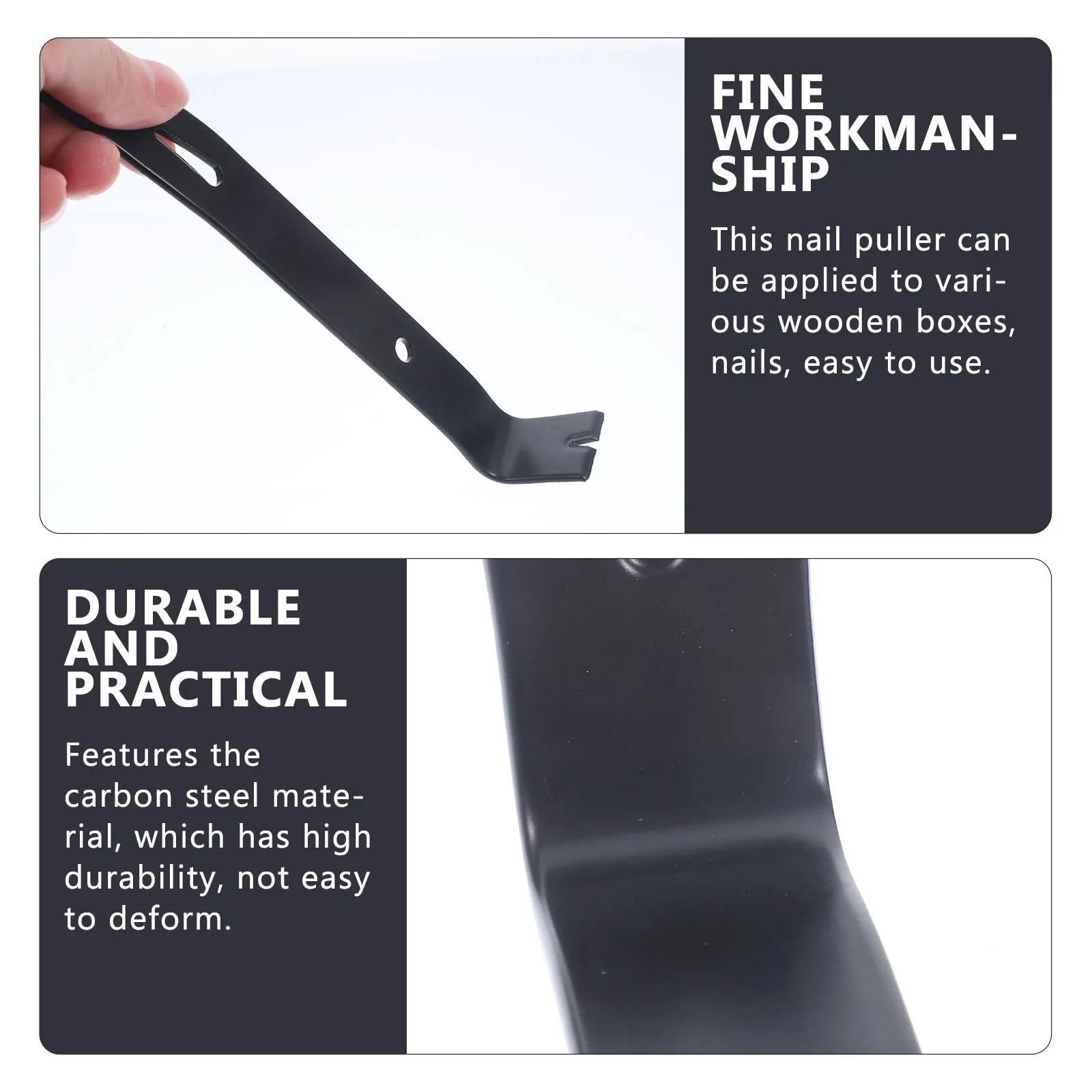 

Carbon Steel Nail Puller Tool for Woodworking High Strength Durable Design Various Angles Applications Black Pry