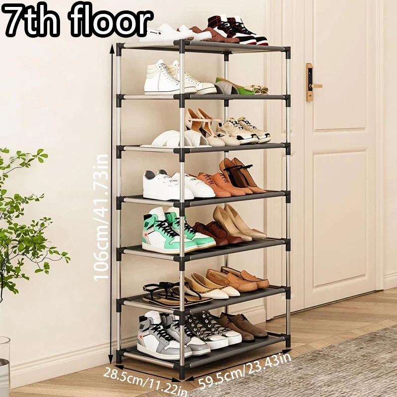 6/7-Story Household Simple Shoe Cabinet, Made Of Metal Material, Used For Storing Flat Shoes, High Heels, Etc., Saving Space