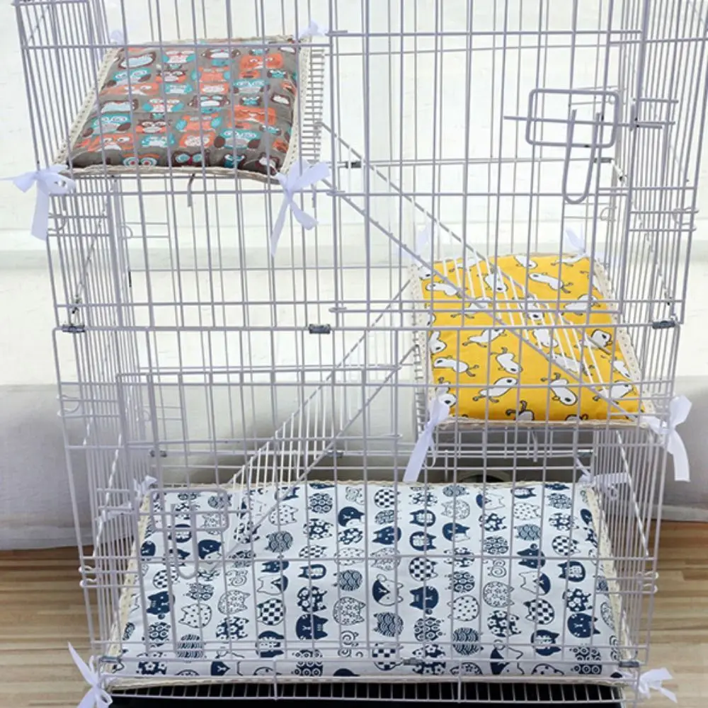 Double Sided Cat Cage Platform Mat Warm Canvas/PP Cotton Pet Hammock Blanket Winter Cat Bed Mat Comfortable Cat Hammock Mat