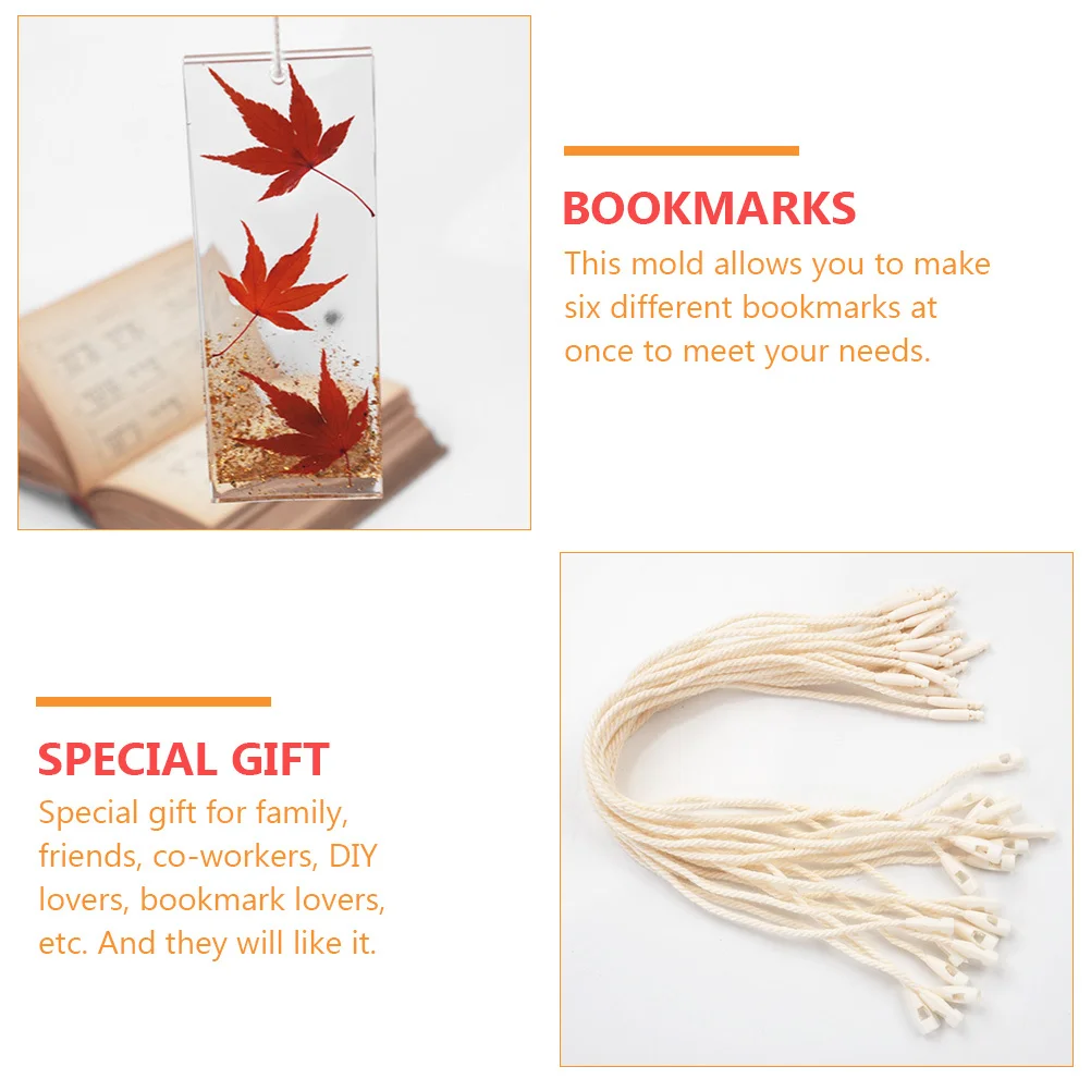 

1Set Silicone Bookmark Mold DIY Epoxy Resin Mold 6 Irregular Shapes for Bookmark Making Kit Includes 20 Lanyards