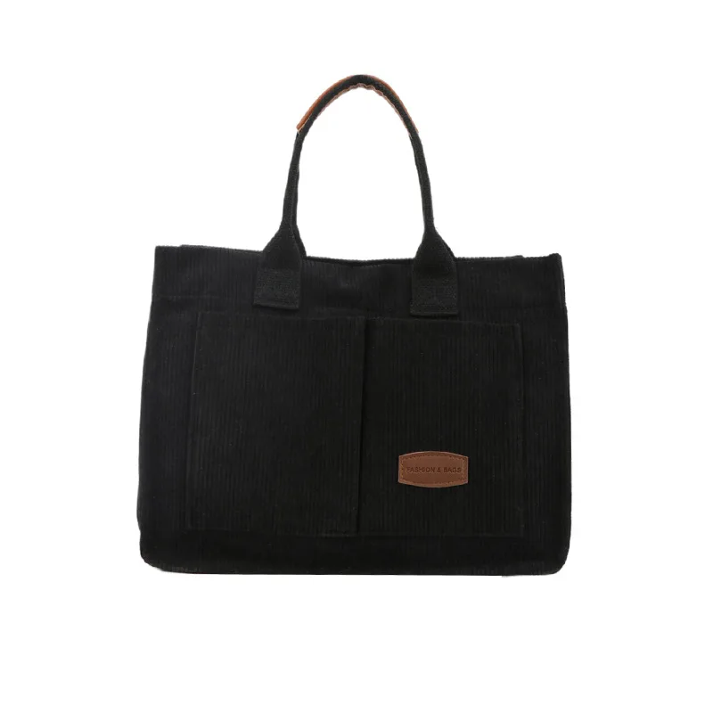 

Canvas Hand Bag Top Handle Casual Multiple Pockets Large Capacity Shoulder Bag for Work School Travel
