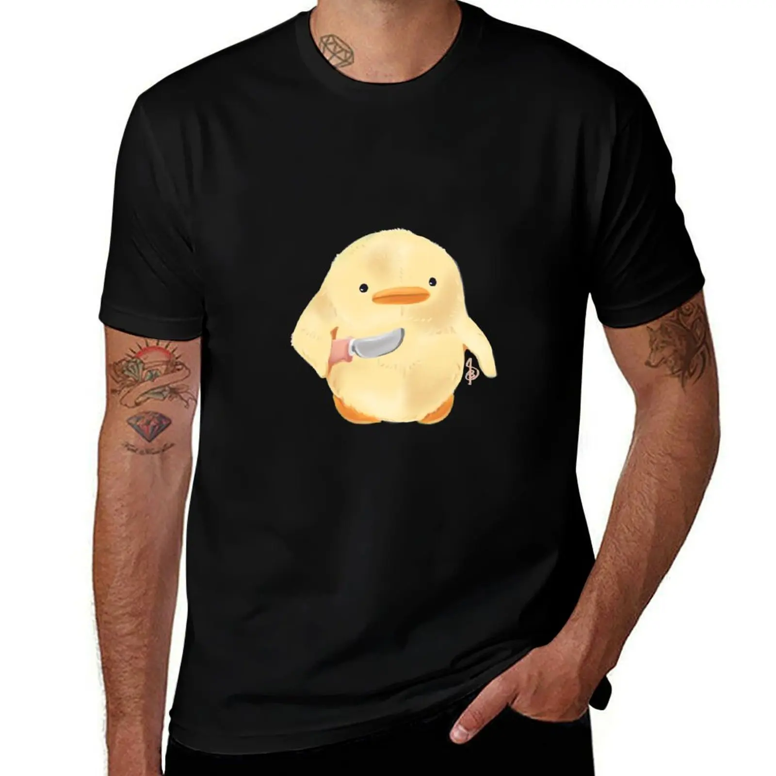 the duck with butter knife T-Shirt Work Wear Simple Tee Shirt T-Shirt