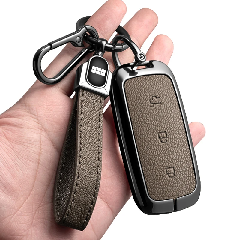 Car Zinc Alloy Leather Key Case Holder Cover For Geely Galaxy EX5 E5 L6 L7 EMI NO.1 Proton e.MAS 7 5 E8 Starry 8 Accessories