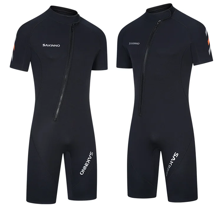 2mm Neoprene Shorty Mens Wetsuit UV-proof Front Zip Lycra Shorty Sleeves Diving Suit for Surf Snorkeling
