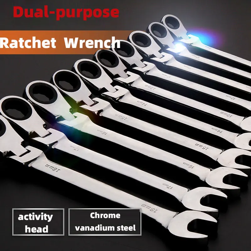 Adjustable Ratchet Wrench Car Repair Metric Spanner Nut Keys Flexible Double Head Wrench Set Hand Tools Kit Mechanical Work Tool