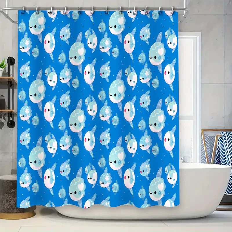 

Ocean Wave Shower Curtain Blue Sea Life Waterproof Bathroom Decor Beach Theme Fabric Backdrop