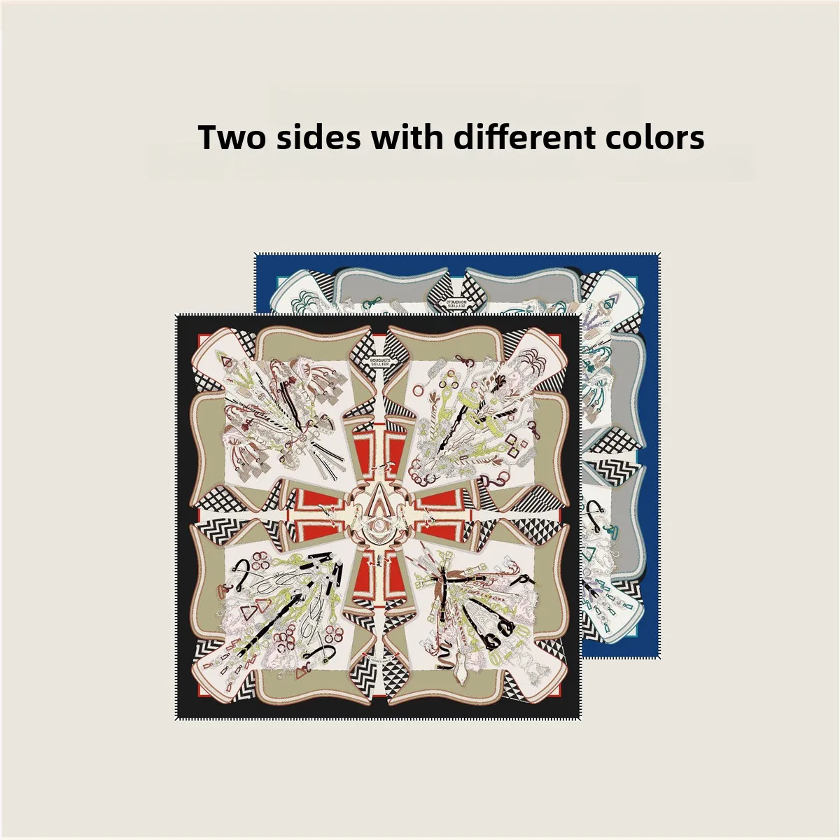 

Spring Summer New Style Women's Versatile Decorative Cuffed Double Sided Color Block Large Scarf Travel Outdoor Shoulder Shawl