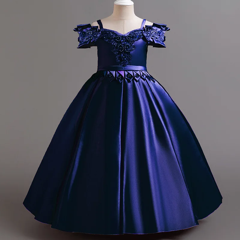 فستان الحفلات للفتيات المزين بالزهور فستان الأميرة المطرز للمراهقين أول مناولة لحفلات الزفاف وأعياد الميلاد وحفلات الأداء #3