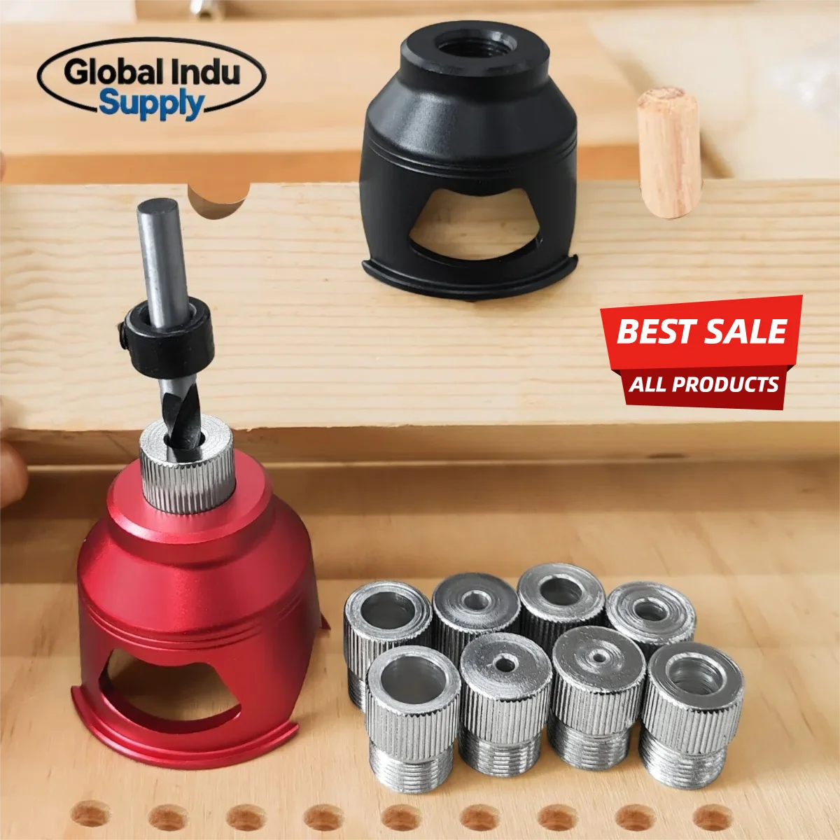 Woodworking Blind Straight Hole Drilling Guide, Dowel Center Drilling Tool for Wood Board Jointing