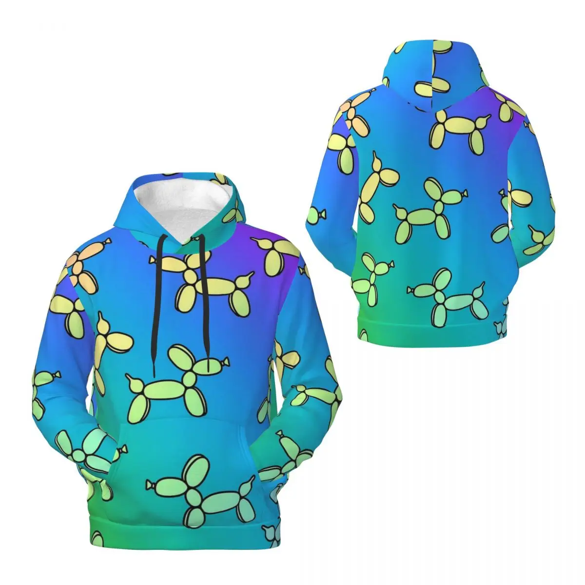 Balloon Dogs Streetwear Hoodies Spring Rainbow Gradient Aesthetic Hoodie Men Oversize Outerwear Design Warm Hooded Sweatshirts