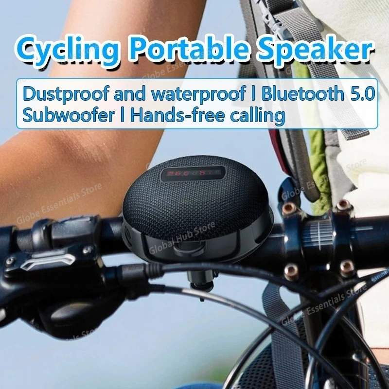 8W High Power LED Digital Display Wireless Bicycle Bluetooth Speaker Portable Outdoor Soundbox Cycling Subwoofer Hands-free Call