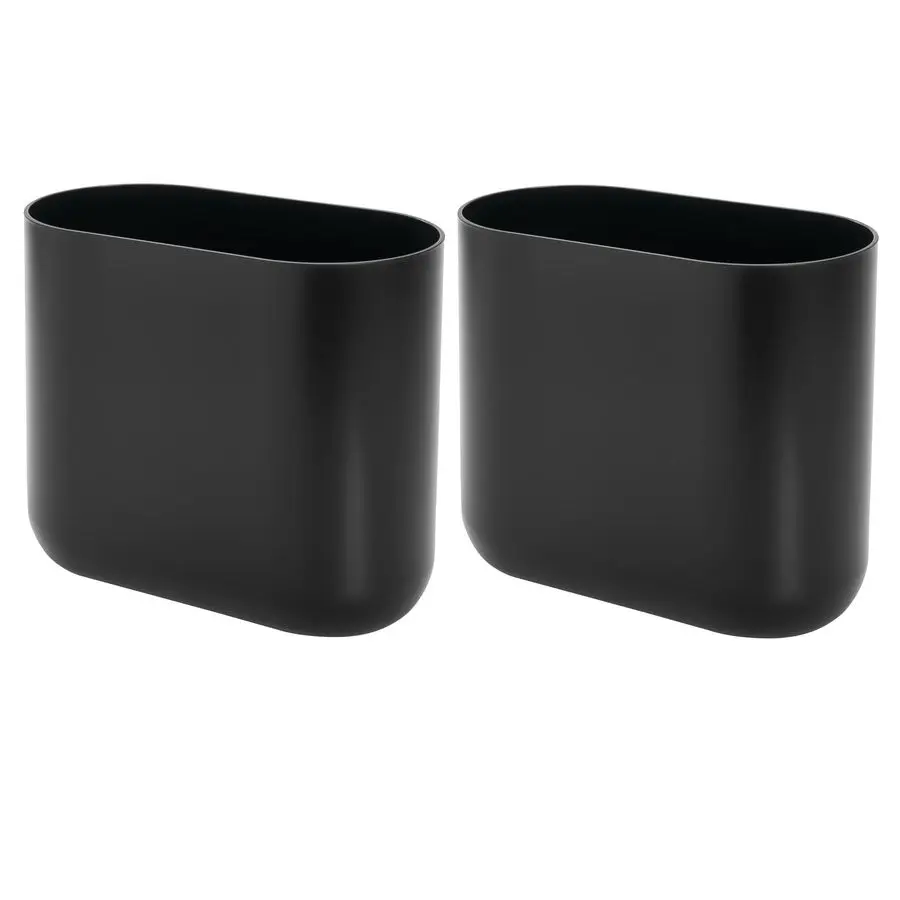 

Small Slim Plastic Bathroom Trash Can, Garbage Can for Bedroom, Office, Desk, Dorm, 2Pack, Black