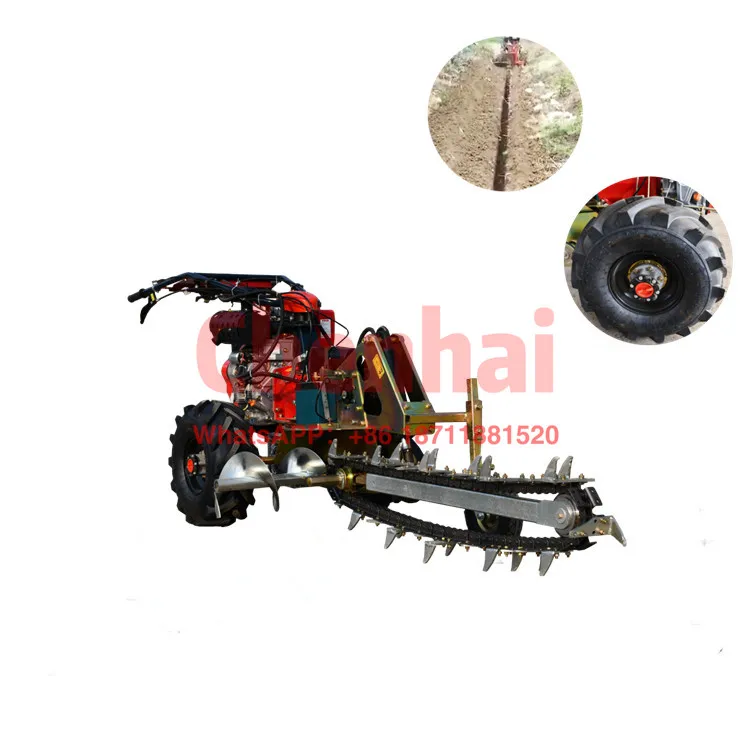 

rubber track chains trencher 15hp petrol engine chain trencher hand-held trencher