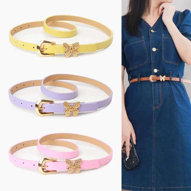 

Sweet Butterfly Versatile Simple Ins Ladies Belt Trendy Korean Version of The Dress Dopamine Girls Belts