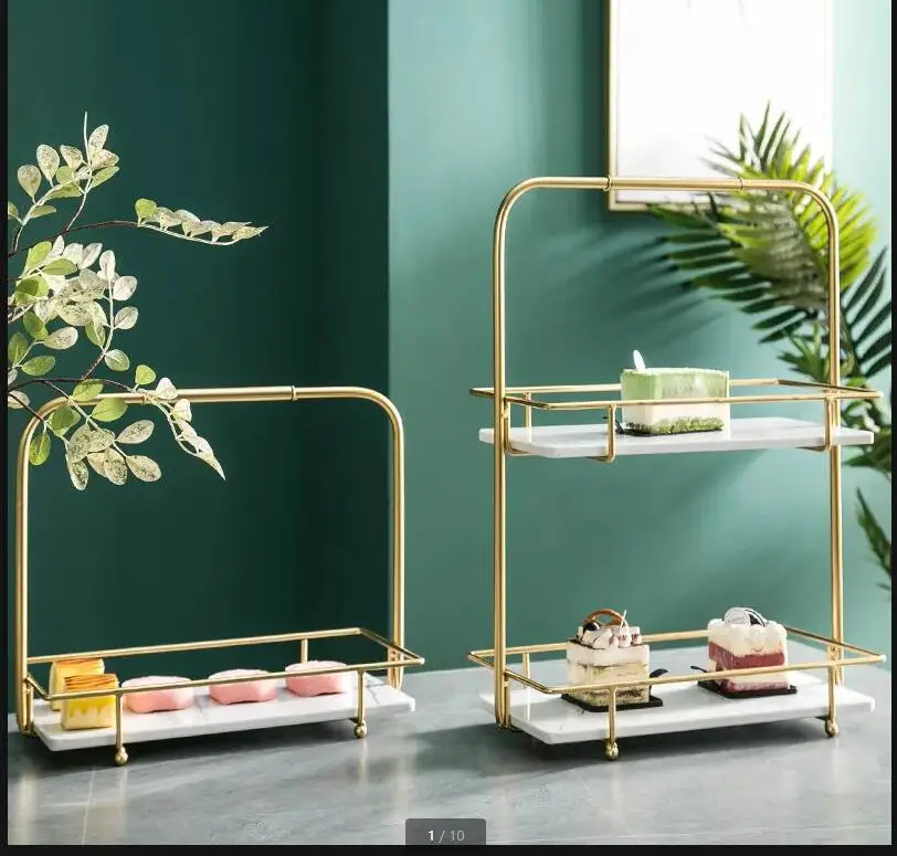 

Iron Marble Cake Pan Multi-layer Stand Dessert Table Dim Sum Plate Sushi Snack Tray Fruit Plates Dish Display