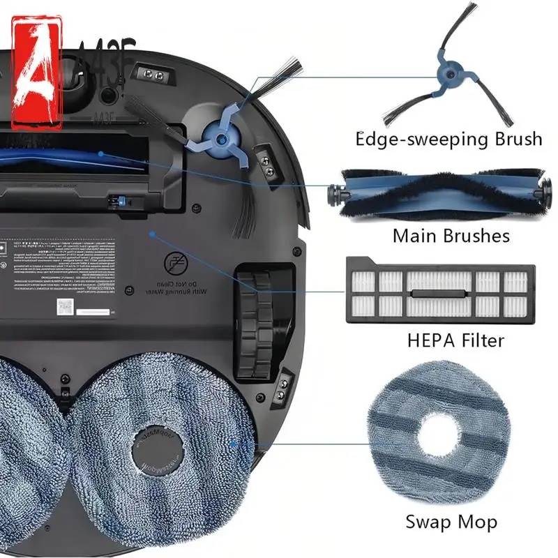 

A43F-Для Eufy X10 Pro Omni: 2 Основная щетка, 6 тряпок для швабры, 6 боковых щеток, 4 фильтра HEPA, 8 мешков для пыли, 1 инструмент для чистки, 1 отвертка