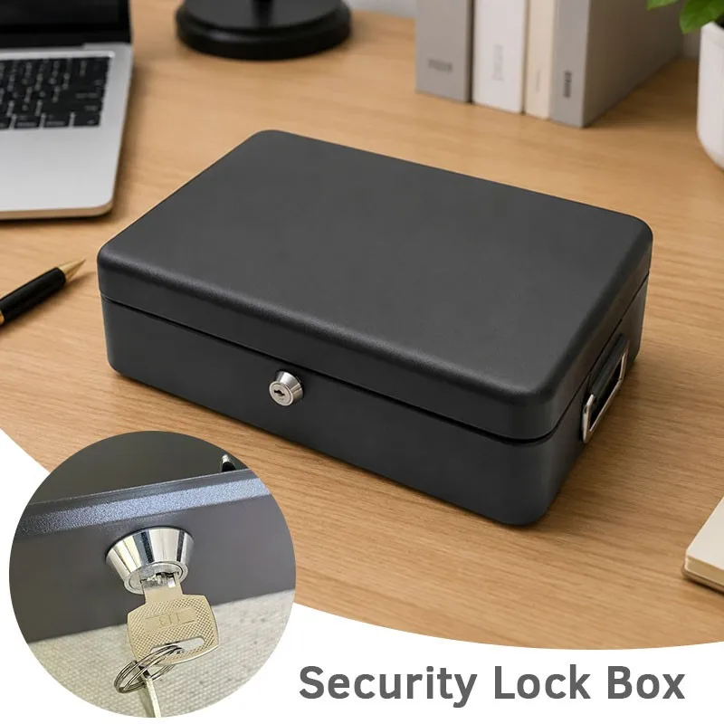 Security Lock Box Fireproof Large Sturdy Cash Safe Keys Document Home Office Box Steel Security Box With Bolt Down Floor Mountin
