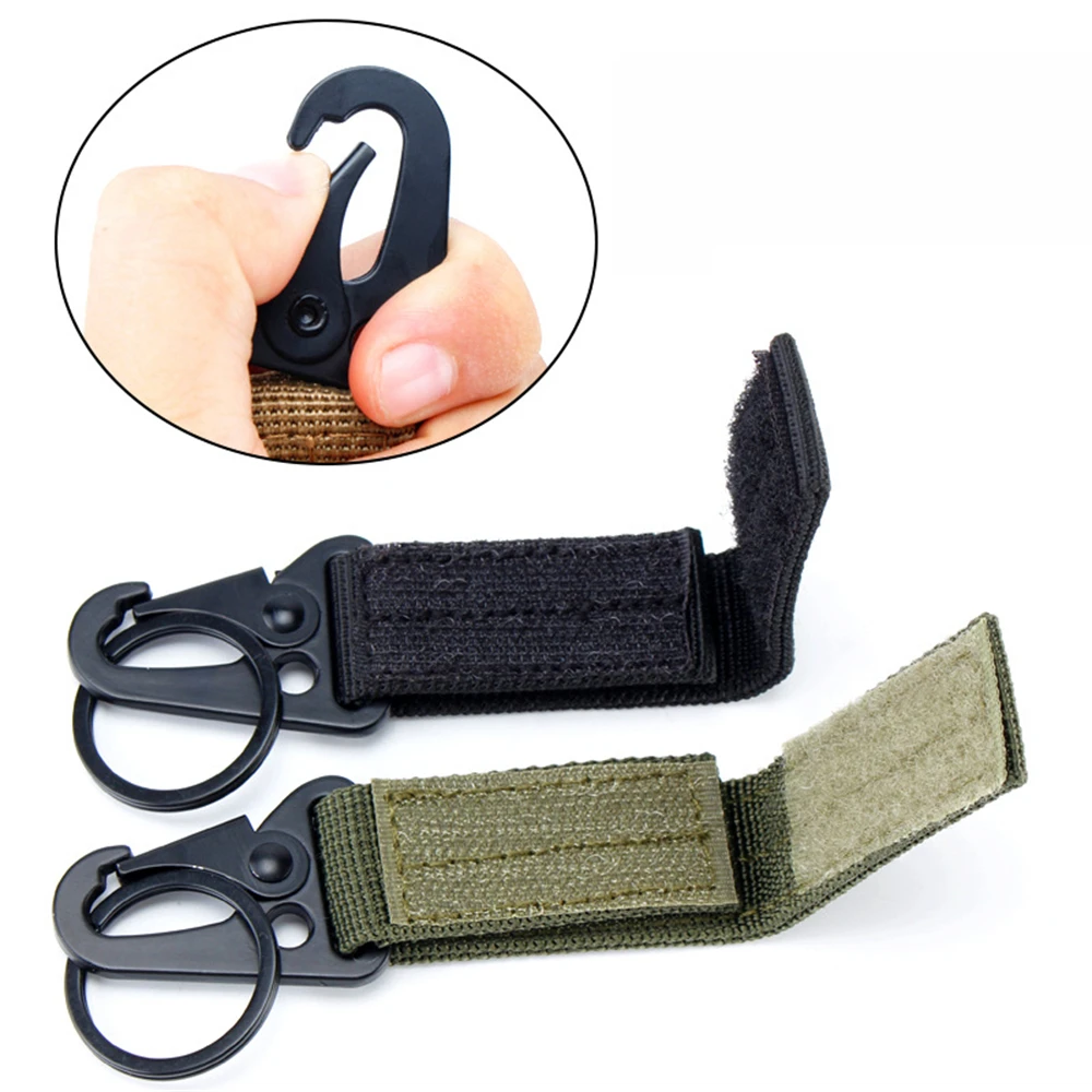 Molle Tactical Webbing Clip Carabiner Nylon Keychain Backpack Clasp Water Bottle Belt Buckle Hanging Camping Hiking Accessories