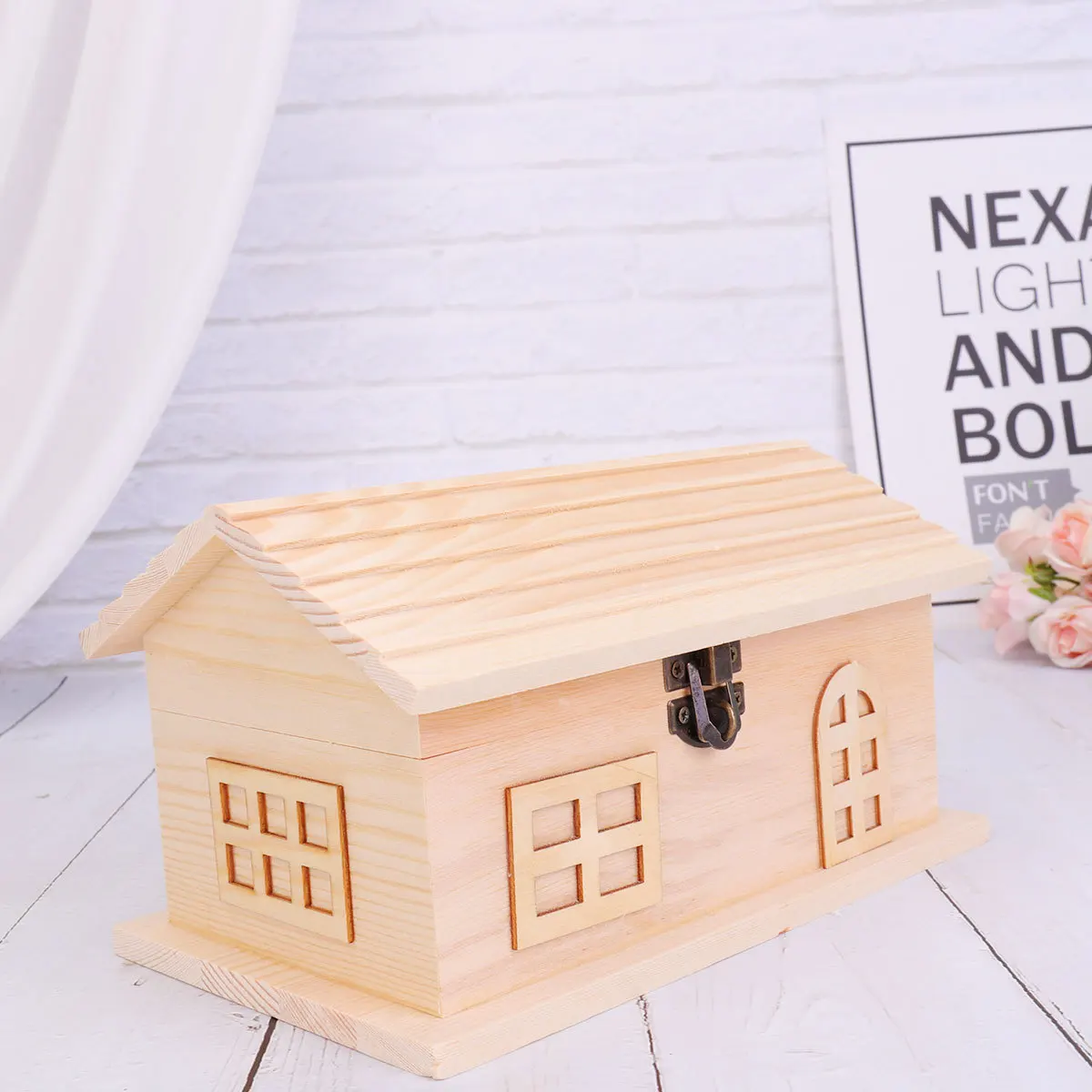 1 قطعة بنك العملات المعدنية على شكل منزل خشبي هدية تعليمية للأطفال تطوير القدرات الإبداعية الجمالية المتلاعبة