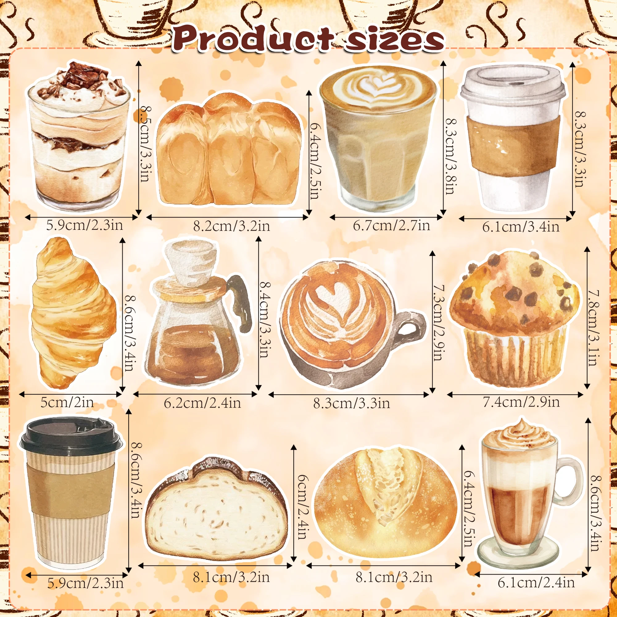 12/24/36pcs Coffee Theme Sticky Notes Set, Self-Stick Notes Pads, Writing Memo Pads for Office Home Use Gifts Supplies