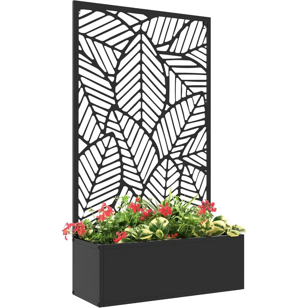 

Металлическая панель для уединения Outsunny Outdoor Privacy Sn с кашпо, приподнятой грядкой и функцией настенного или отдельно стоящего монтажа, для сада