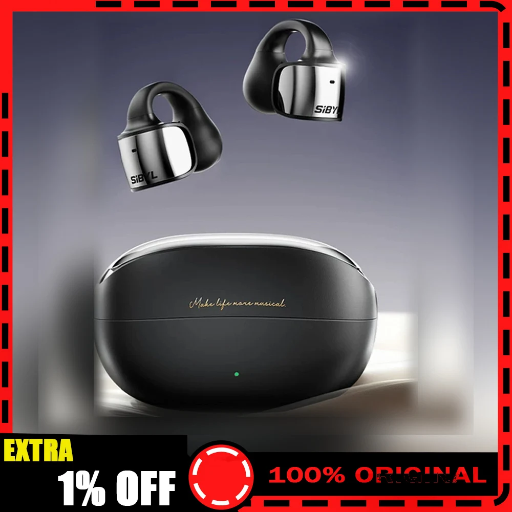 SIBYL B3 Open Ear Clip Wireless Bluetooth Earbuds Ear Clip Headphones for Sports Daily Use