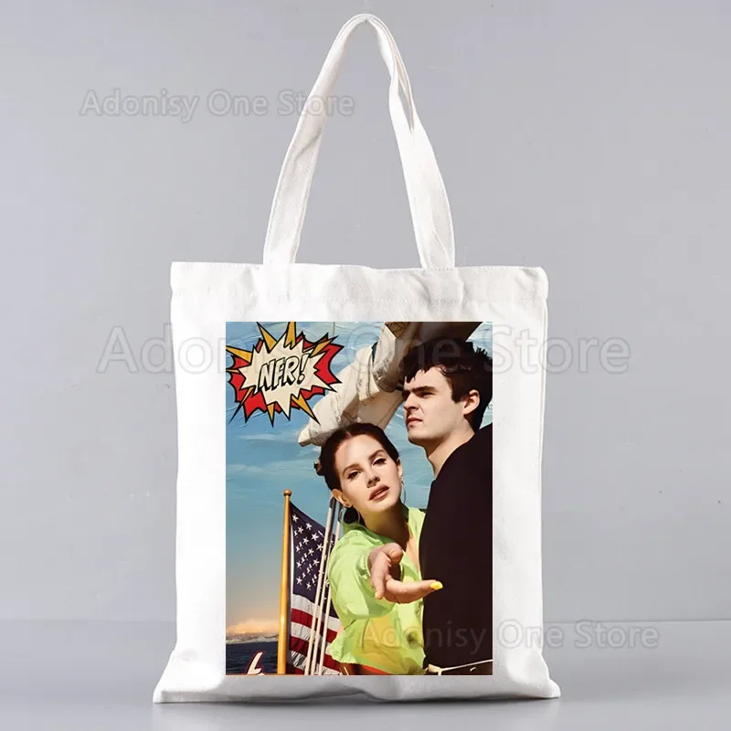 Lana Del Rey Canvas Shopping Bags Print Tote Bag Eco Reusable Shopper Bag Canvas Shoulder Bag Large Handbag