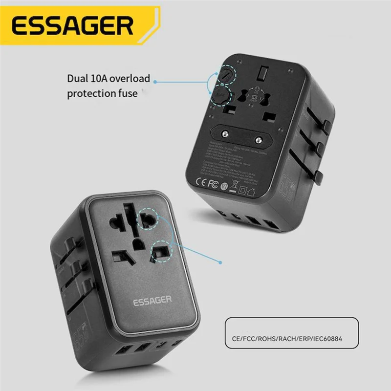 

COTS-tEssager 65W GaN USB Type C Desktop Charger Suitable for All Plug Quick Chagers Multi-Port Charger for Global Travel